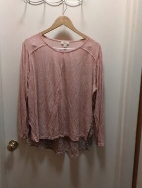 Style & Co. Dusty Pink Long Sleeve Layered-Hem Top